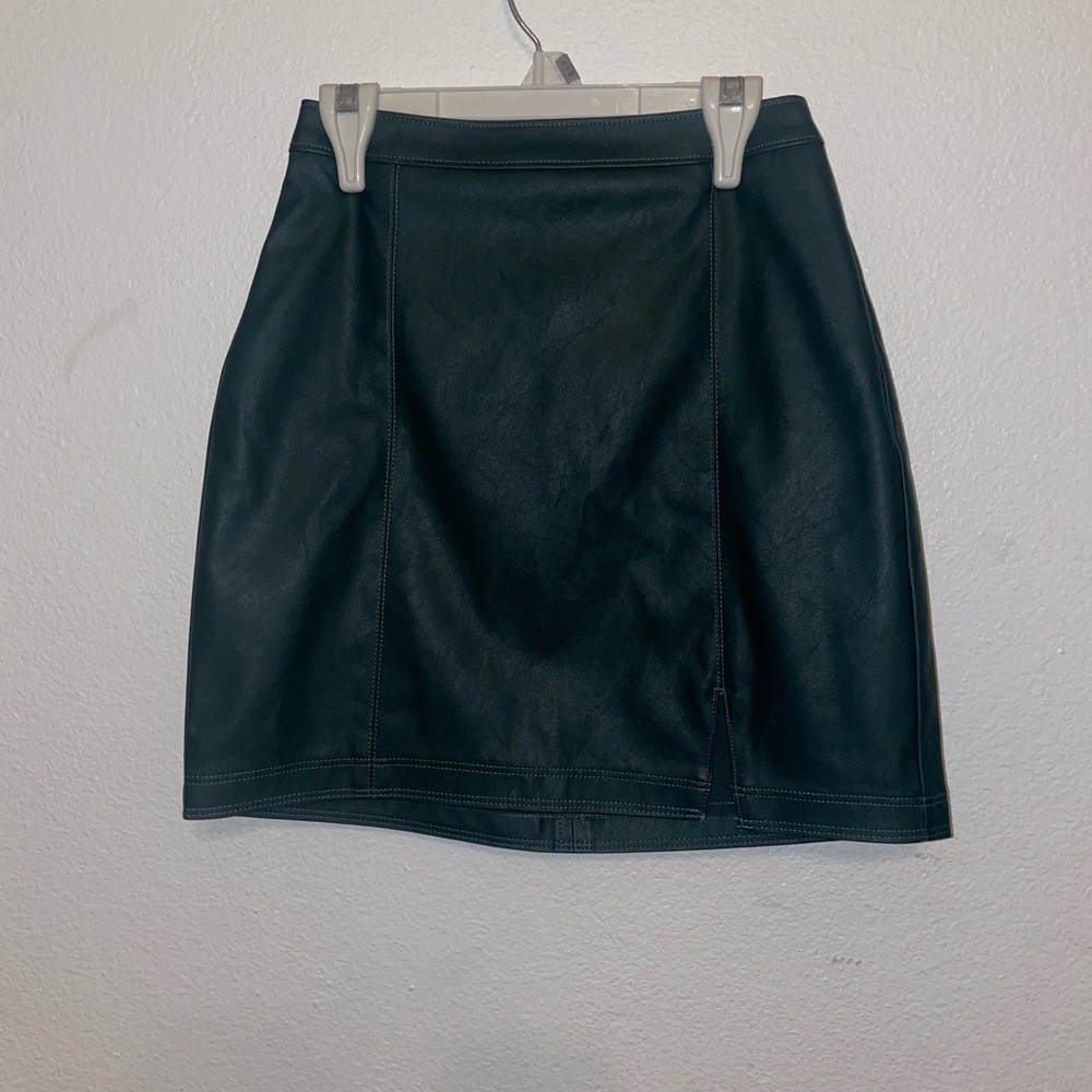 Dark green vegan leather skirt